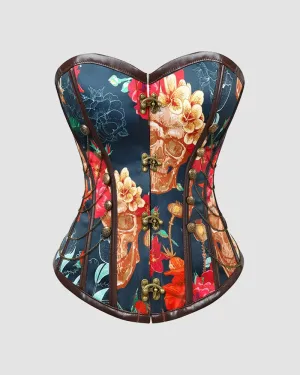 1950s 12 Boned Cotton Button Chain Corset