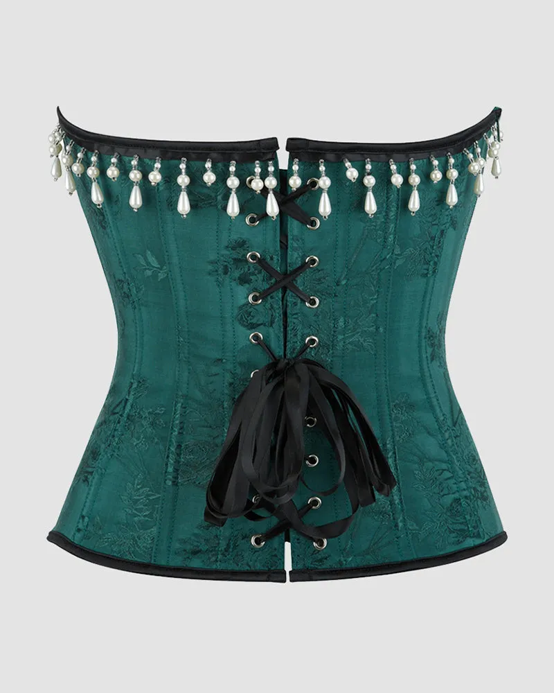 1980s 15 Boned Cotton Pearl Waist Training Corset