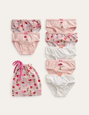 7 Pack Underwear-Pink Bunny Hearts