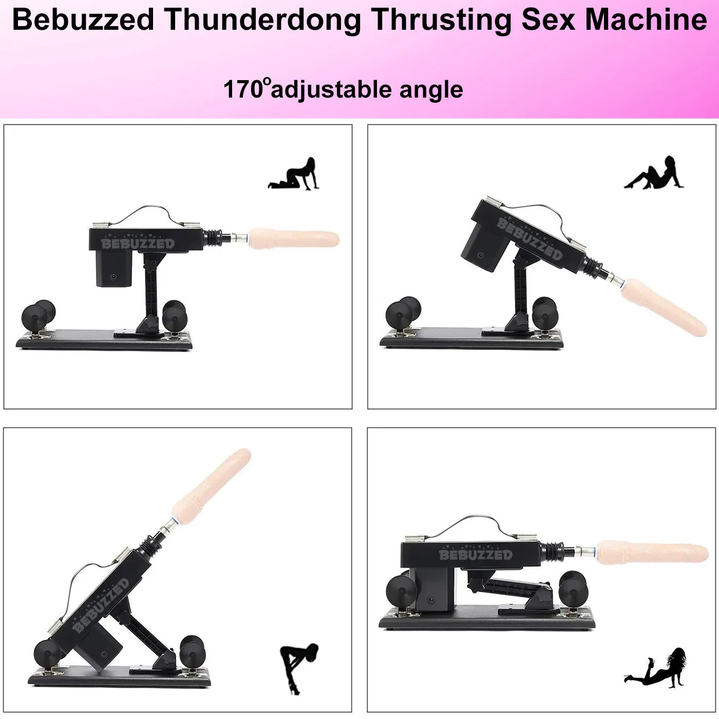 Automatic THRUSTING Sex Machine Telescopic 3XLR Dildo Vibrator 7x Dildos   Pole