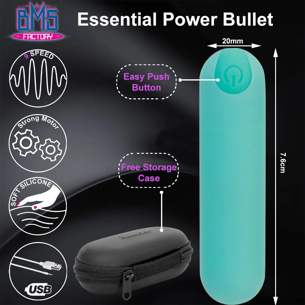BMS Essential Power Bullet Vibrator USB Rechargeable Teal