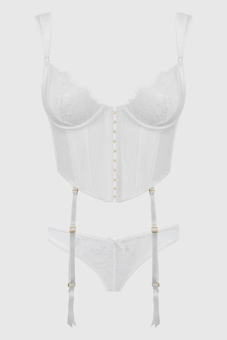 Bridal Satin & Lace Plus Size Bustier Set