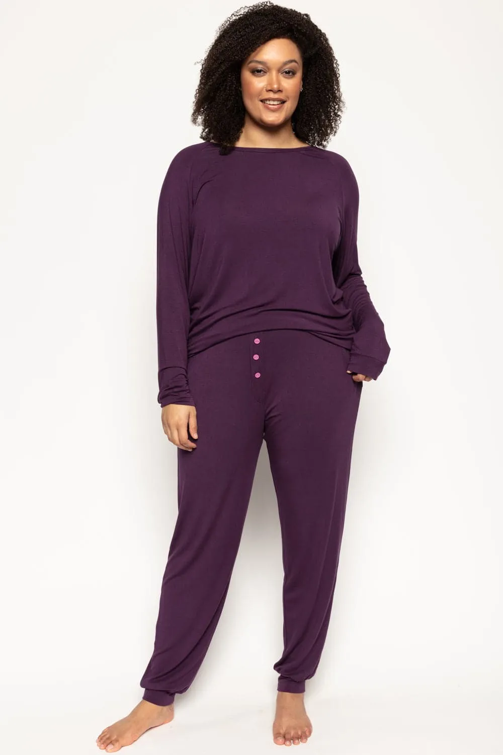 Clarissa Purple Jersey Pants. Size UK 10