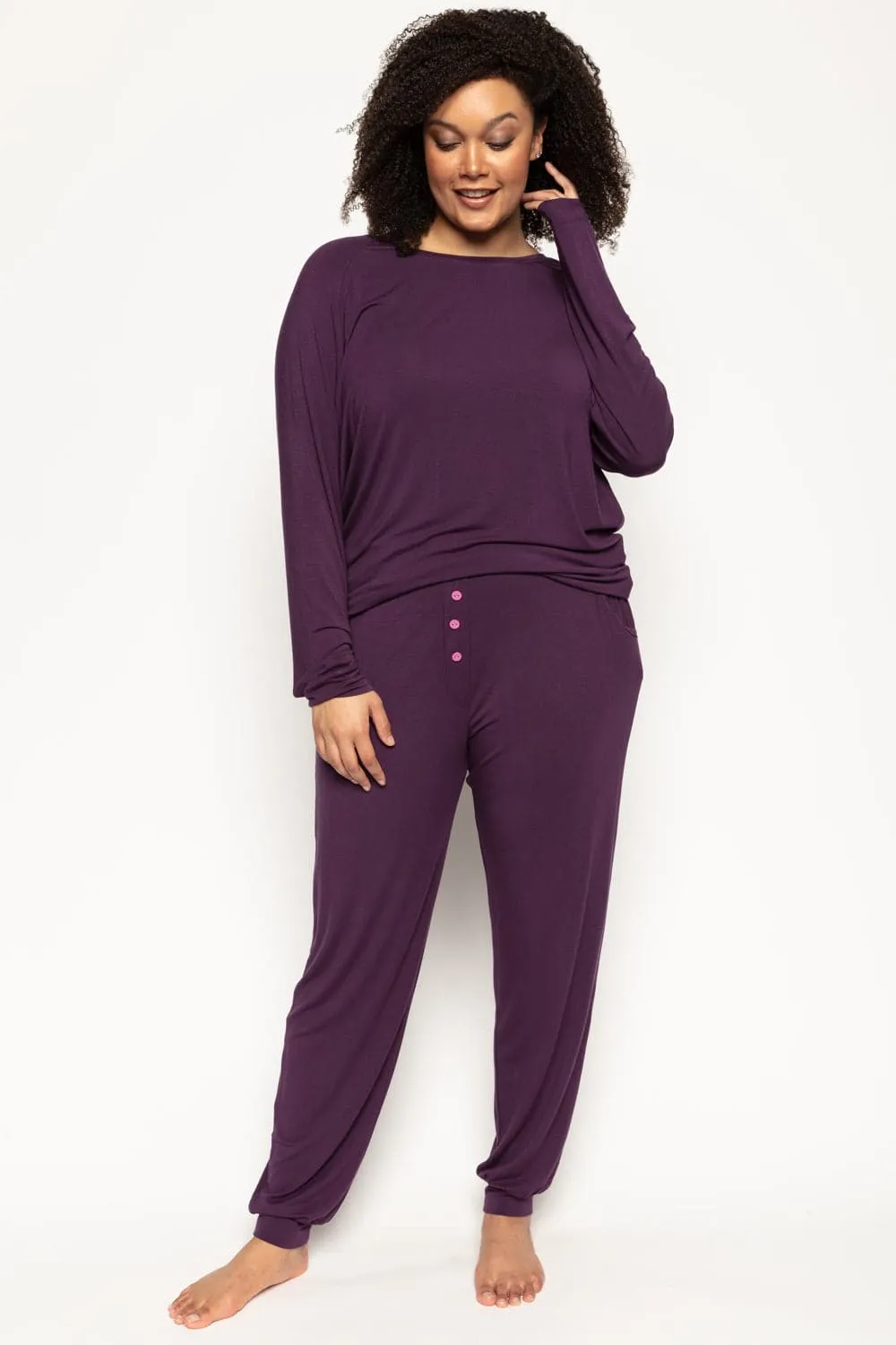 Clarissa Purple Jersey Pants. Size UK 10