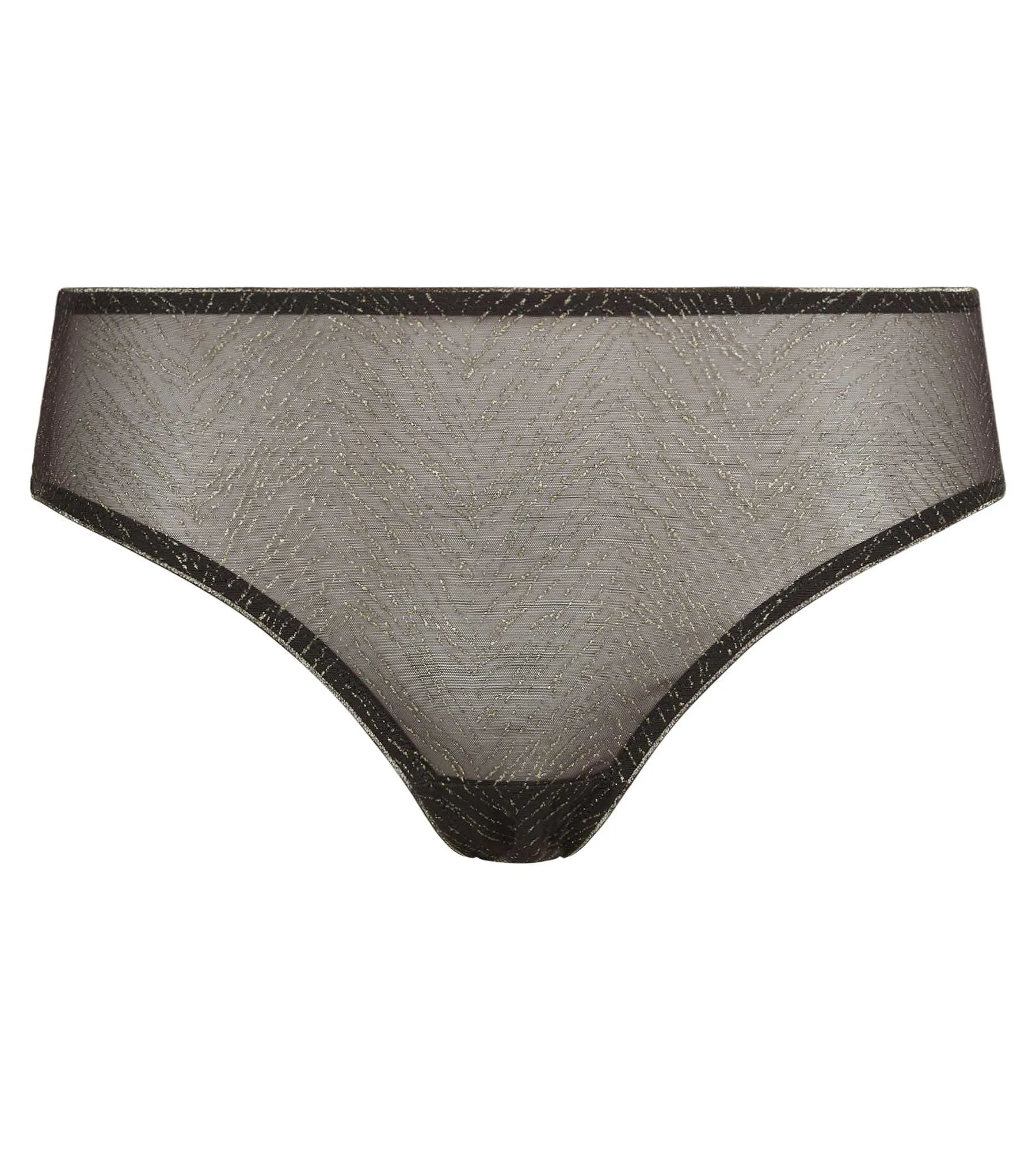 Culotte haute en tulle Chocolat et zébrures dorées Dim Generous