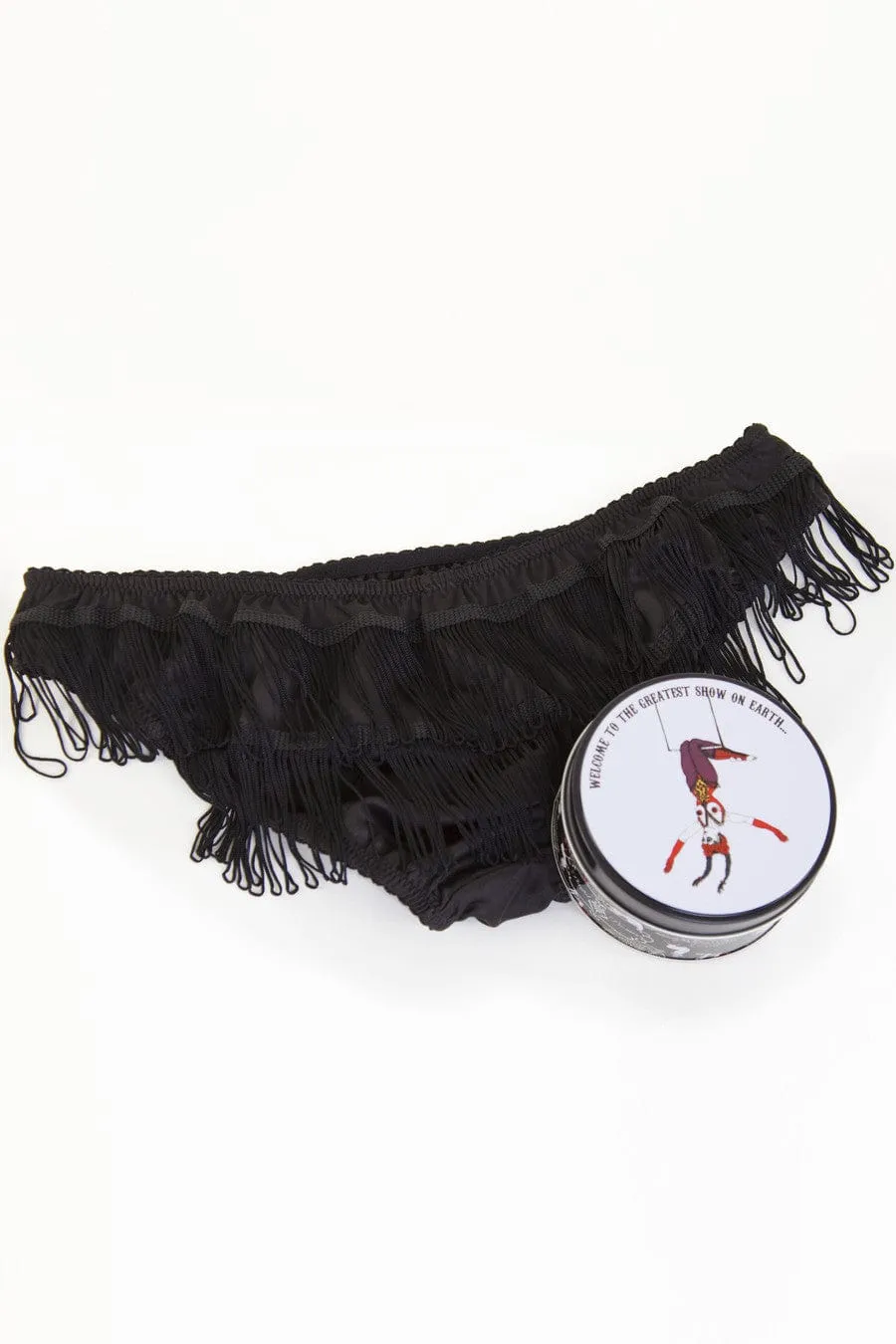 Exotic Circus Tin – Trapeze Girl – Black Tassel Briefs