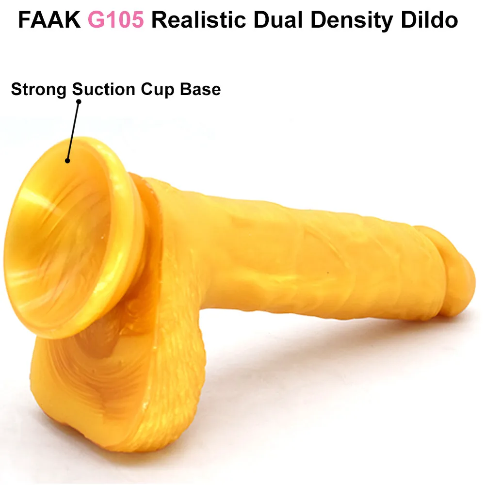 FAAK G105 Dual Density Silicone Realistic Veined Dildo 24cm Large Dong Sex Toy