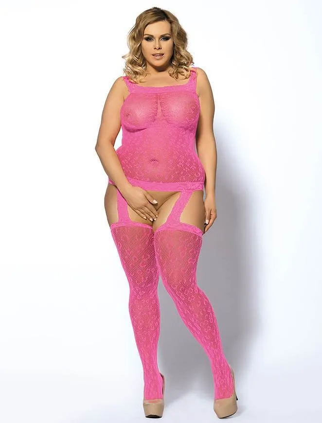 Leopard Suspender Bodystocking - One Size and Queen Available