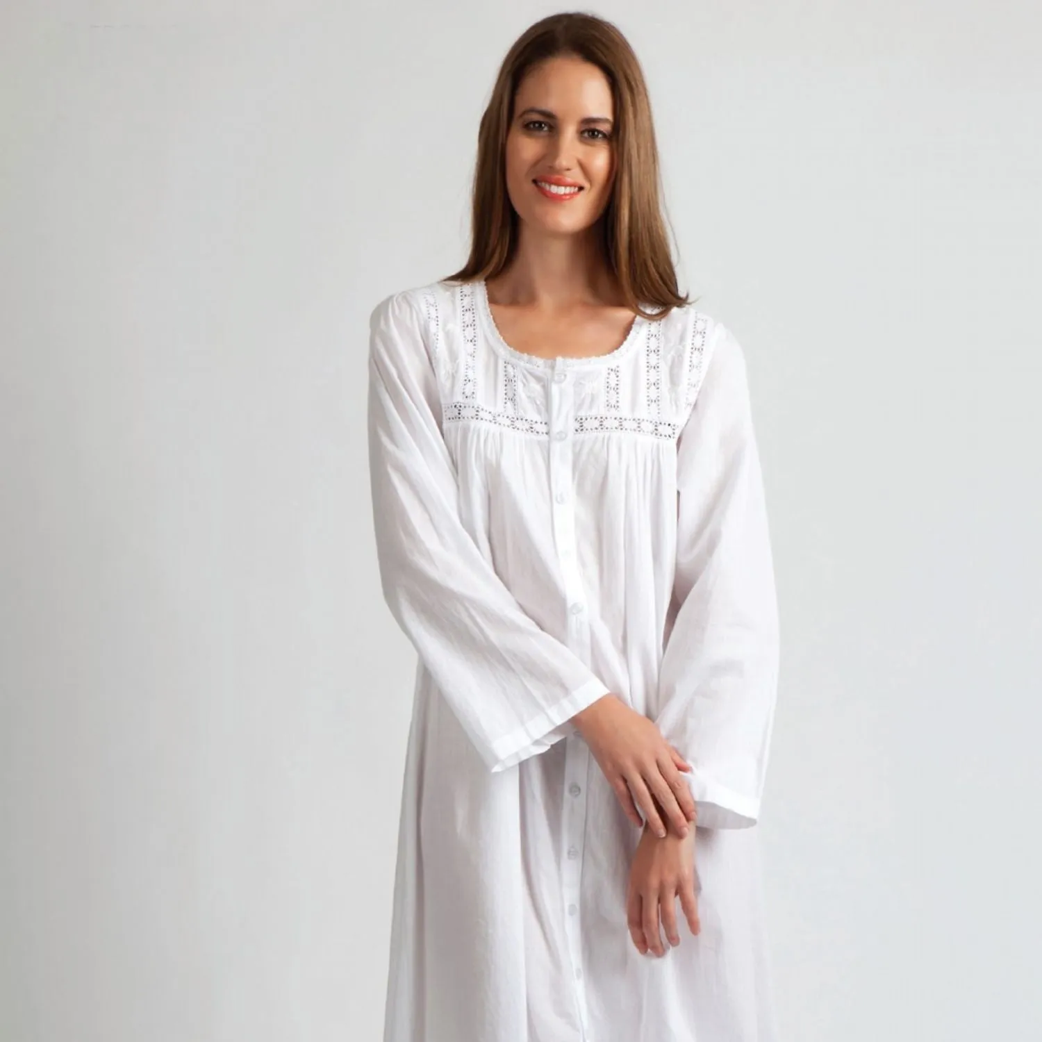 Lily Long Sleeve White Nightie