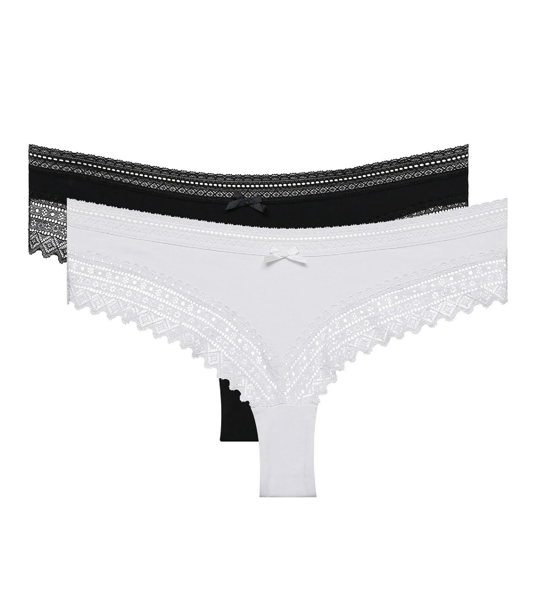 Lot de 2 shortys noir et blanc Sexy Fashion coton dentelle