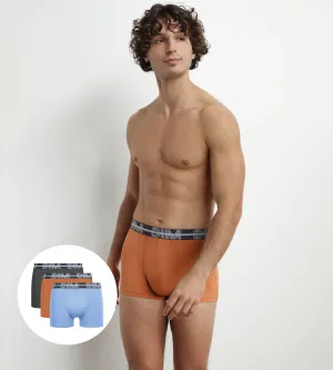 Lot de 3 boxers homme à ceinture 3D Gris Bleu Orange Dim Powerful