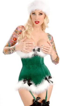 Mistletoe Cupless Corset with Detachable Garters
