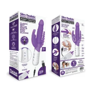 Rabbit Essentials Rechargeable Slim Double Penetration Rabbit - Hot Pu...