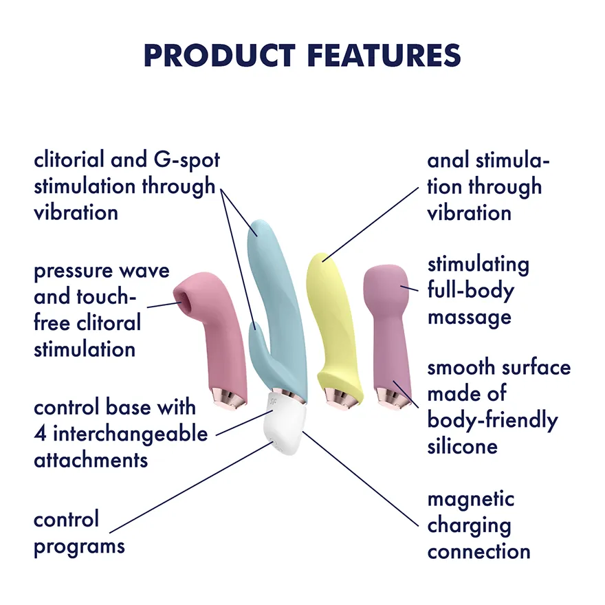 Satisfyer Marvelous Four 4x Vibrators Air Pulse Anal Rabbit Wand USB Kit Sex Toy