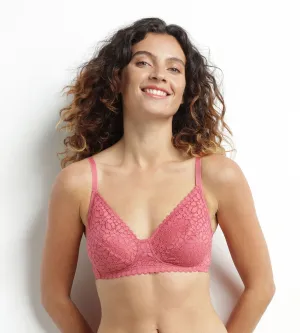 Soutien-gorge triangle sans armature dentelle florale Rose Daily Dentelle