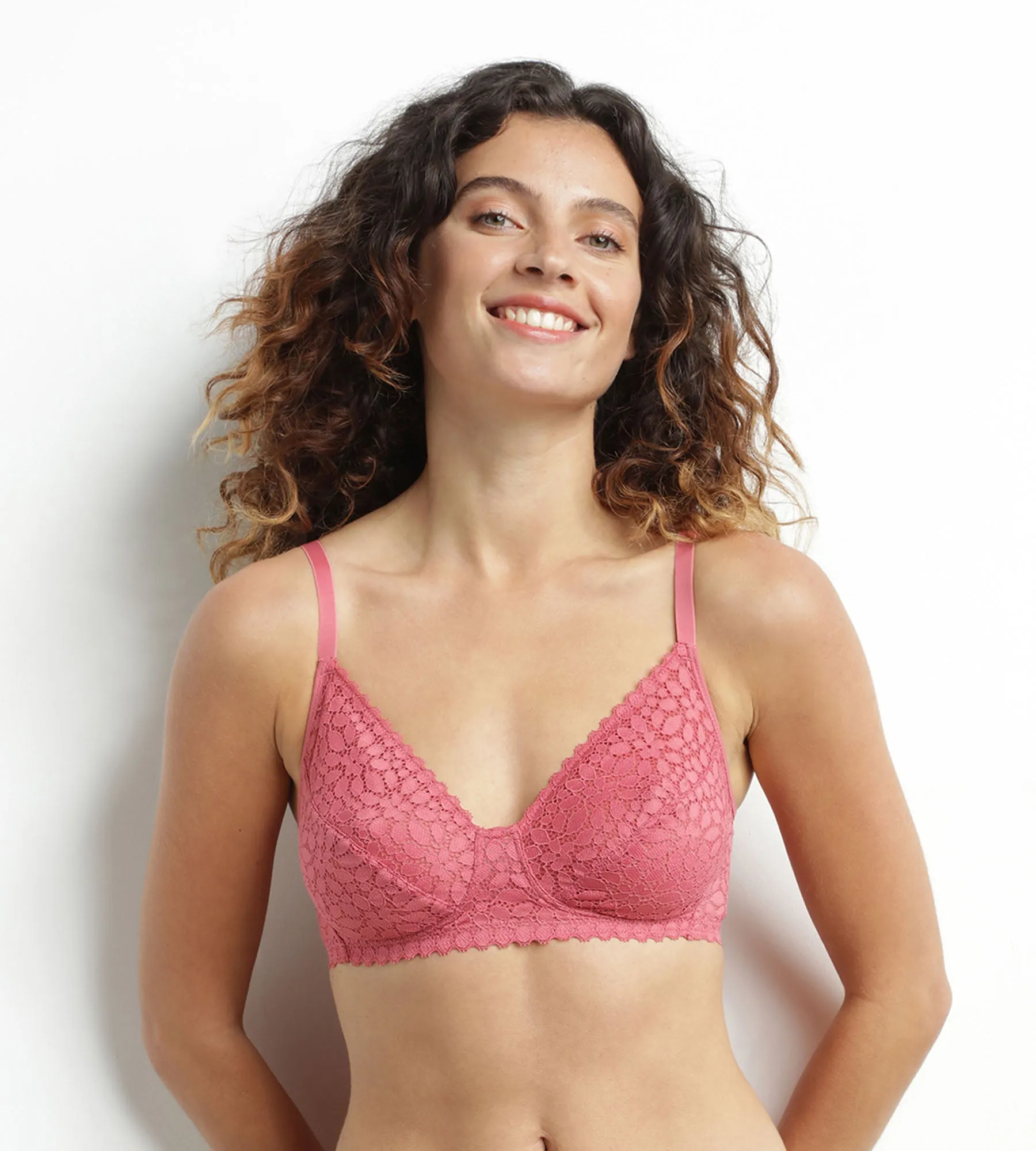 Soutien-gorge triangle sans armature dentelle florale Rose Daily Dentelle