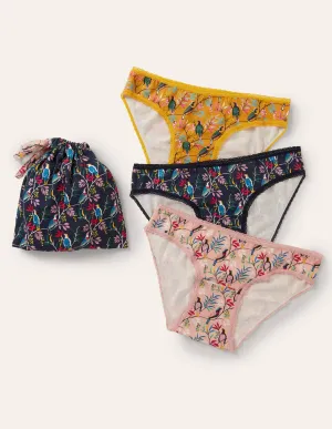 Three Pack Knickers-Berry Bird Multi